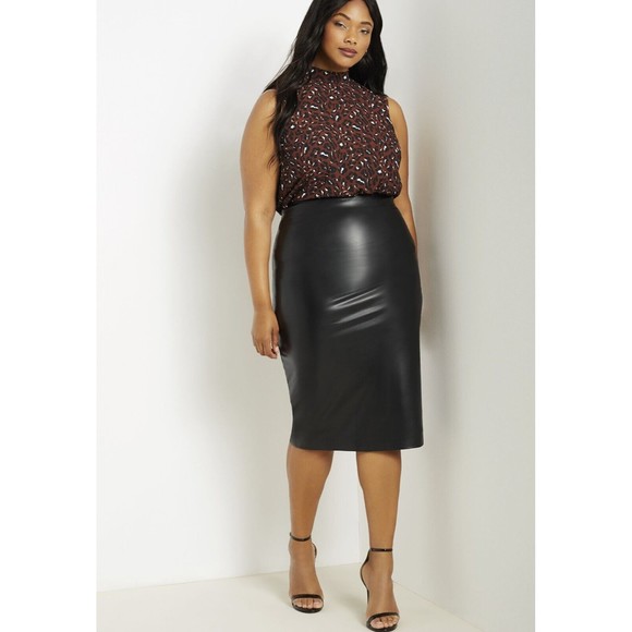 Eloquii Dresses & Skirts - ELOQUII Faux Leather Column Midi Skirt Size 20 Plus NEW